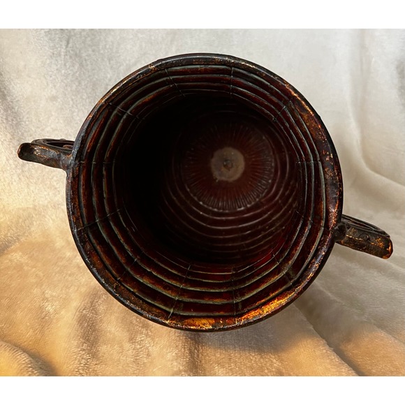 Rustic Copper Hue Tin Plant Flower Vase Urn 12.75" Tall - Picture 6 of 10